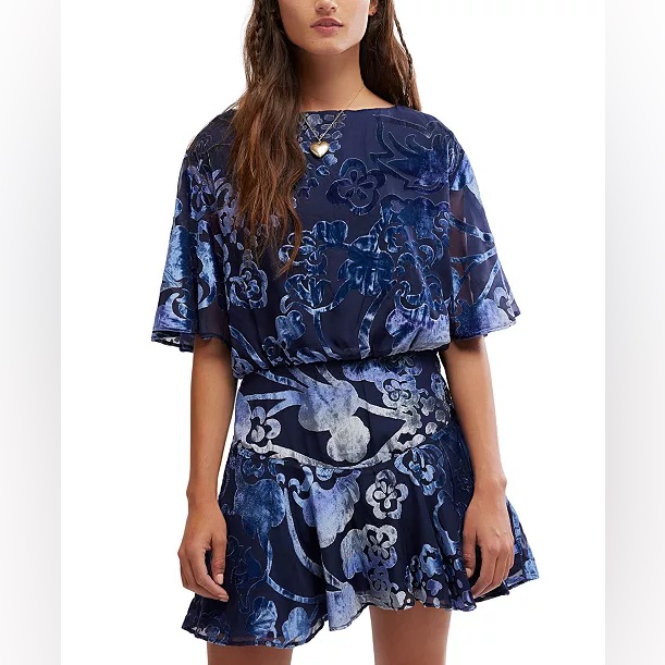 Free People Manuka Velvet Burnout Mini Dress Size Small